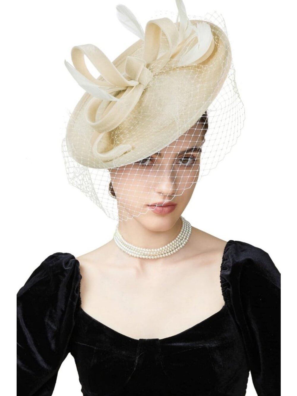 Elegant Velvet Tea Party Fascinator Hat with Veil | Women's Derby Accessory